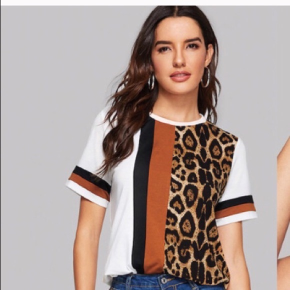 Tops - Block leopard print top
